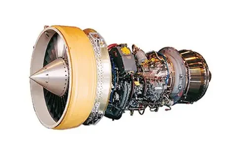 General Electric CF34 regional-jet turbofan engine with yellow fan cowl